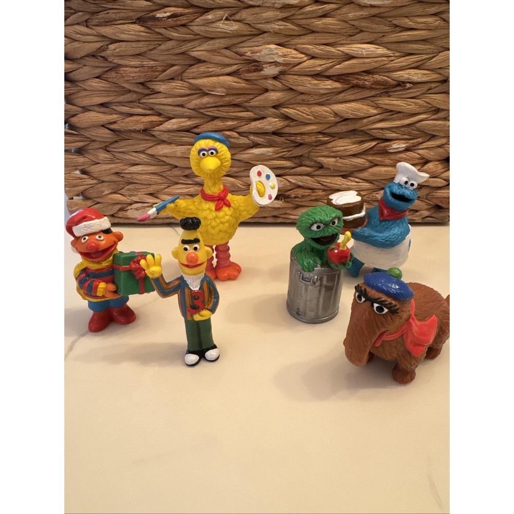 Vintage 80s-  Sesame Street Friends Cake Toppers. Lot 6 Figurines Hong Kong